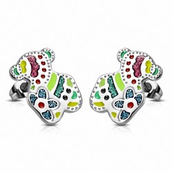 Paire de boucles d'oreilles clous en acier ours en peluche bonbons