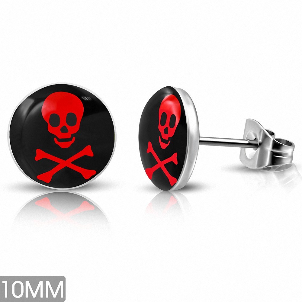 Paire de boucles d'oreilles clous en acier inoxydable crâne de pirate