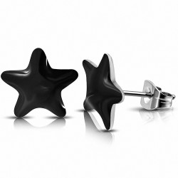 Paire de boucles d'oreilles clous en acier avec étoile noire de 7 mm
