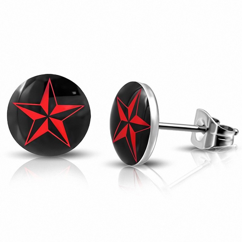 Paire de boucles d'oreilles clous en acier étoile de ninja shuriken