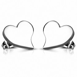 Paire de boucles d'oreilles clous en acier inoxydable coeur filant 9 mm