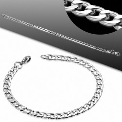 21cm x 5mm | Bracelet à maillons cubains à maillons plats à fermoir mousqueton en acier inoxydable