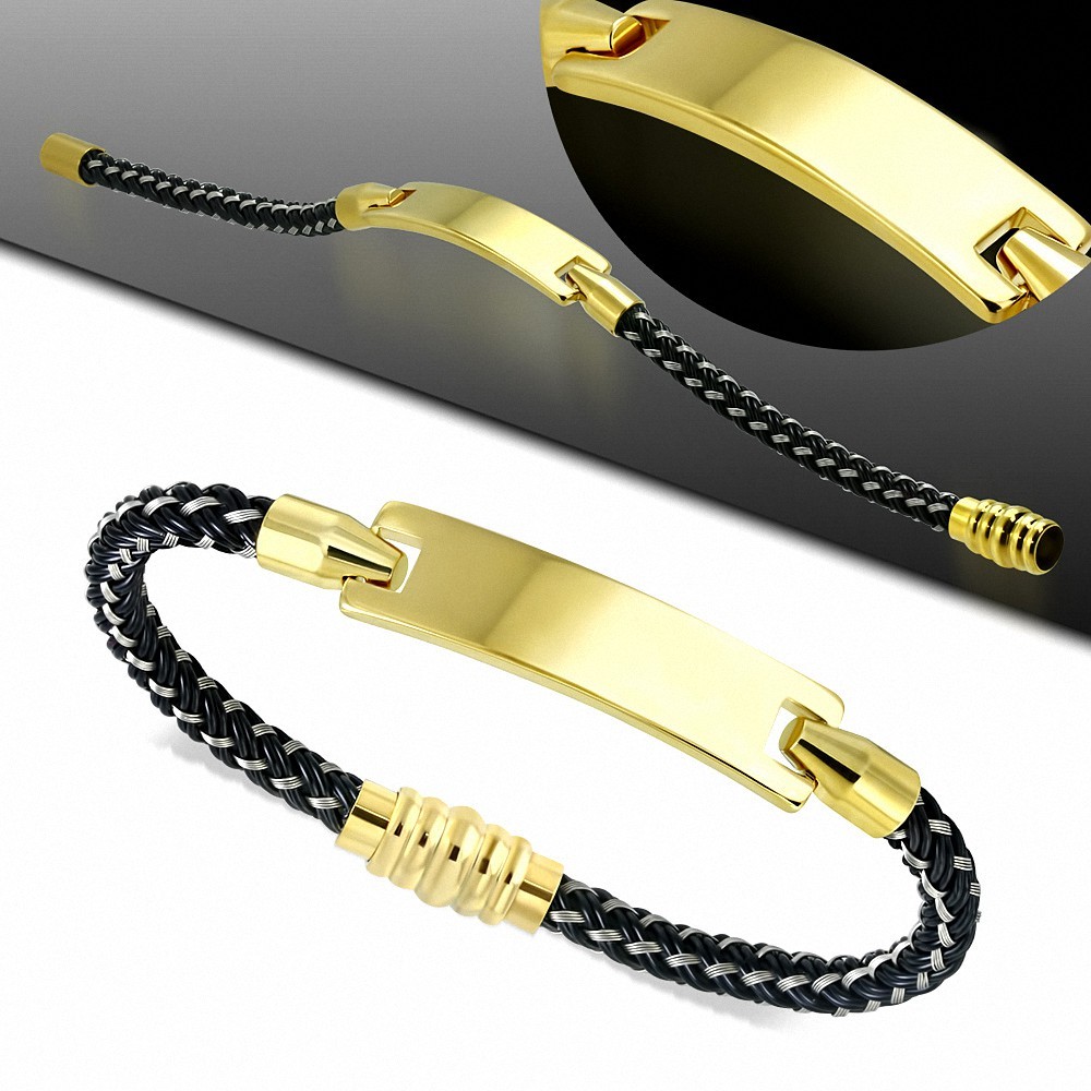 bracelet à verrouillage magnétique Modèle de fil tissé 3 tons de style montre en acier inoxydable doré