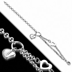 Bracelet à mailles en acier inoxydable avec pendentif fantaisie d'amour en forme de coeur