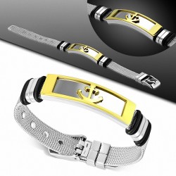 Bracelet en mailles avec boucle de ceinture en acier inoxydable de type montre d'ancre de marine
