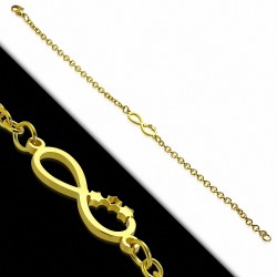 Bracelet chaine maillons symbole infini étoiles en acier inoxydable doré