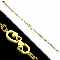 Bracelet chaine maillons symbole infini coeur ouvert coeur en acier inoxydable doré