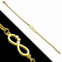 Bracelet chaine maillons symbole infini en acier inoxydable doré