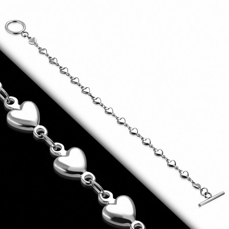 Bracelet à bascule en forme de coeur d'amour en acier inoxydable