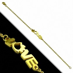 Bracelet chaîne en maillons de montre de style montre monogramme d'amour en acier inoxydable doré