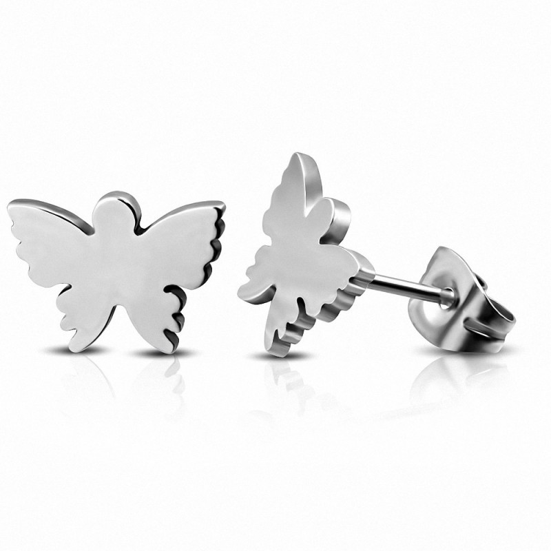 Boucles d'oreilles clous papillon acier inoxydable (paire)