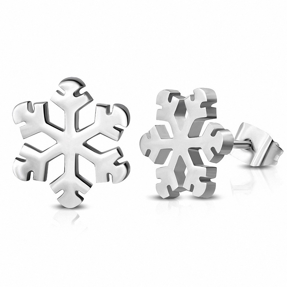 Boucles d'oreilles en acier inoxydable avec fleur de flocon de neige (paire)