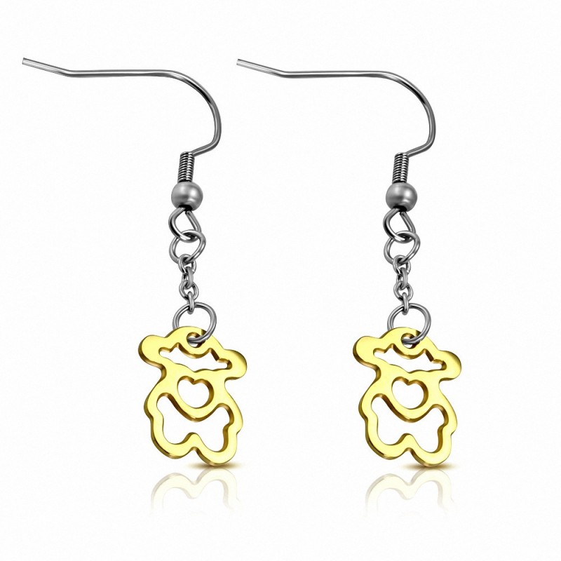 Boucles d'oreilles en forme de coeur ouvert en forme de coeur ouvert 2 tons en acier inoxydable (paire)