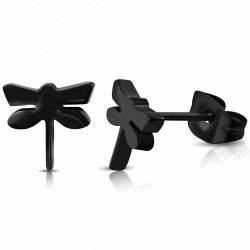 Boucles d'oreilles libellule en acier inoxydable noir (paire)