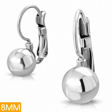 8mm | Boucles d'oreilles dormeuses à bille en métal gravable en acier inoxydable de 8 mm (paire)