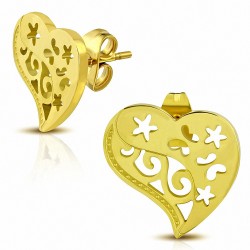 Boucles d'oreilles clous en forme de coeur en forme d'étoile en spirale avec cœur