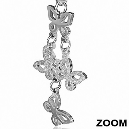 Boucles d'oreilles clous en forme de goutte de papillon Journey sablées en acier inoxydable (paire)