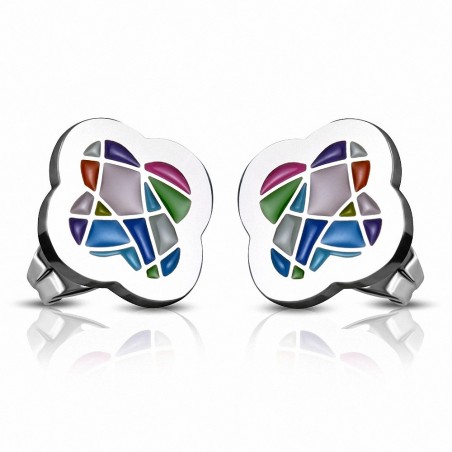Boucles d'oreilles clous en acier inoxydable émaillées colorées (paire)
