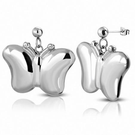 Boucles d'oreilles clous papillon en acier inoxydable (paire)