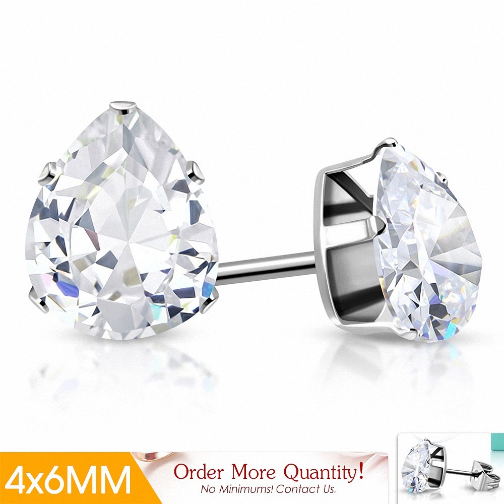 4x6mm | Boucles d'oreilles clous en acier inoxydable
