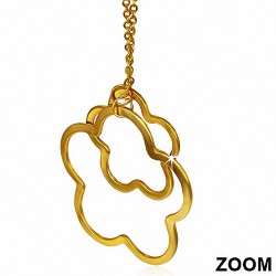 Boucles d'oreilles pendantes à longue goutte en forme de fleur concentrique en acier inoxydable doré (paire)