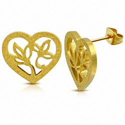 Boucles d'oreille clous en forme de coeur en forme de coeur