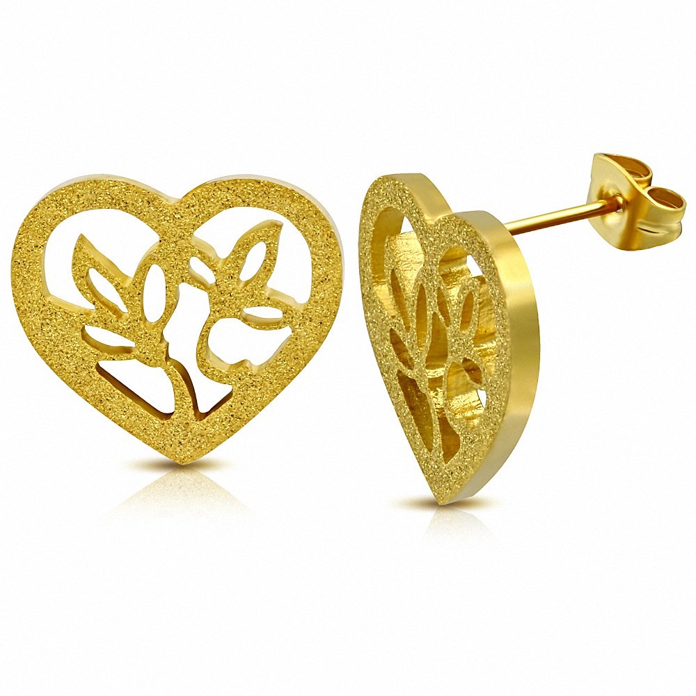 Boucles d'oreille clous en forme de coeur en forme de coeur