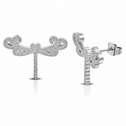 Boucles d'oreilles libellule sablée en acier inoxydable (paire)