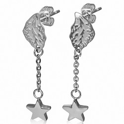 Boucles d'oreille Boucles d'oreilles clous en acier inoxydable avec breloque étoile (paire)