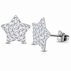 Boucles d'oreilles étoiles en acier inoxydable avec pavé de couleurs claires (paire)