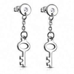 Boucles d'oreilles clous longues en acier inoxydable avec clous en acier inoxydable (paire)