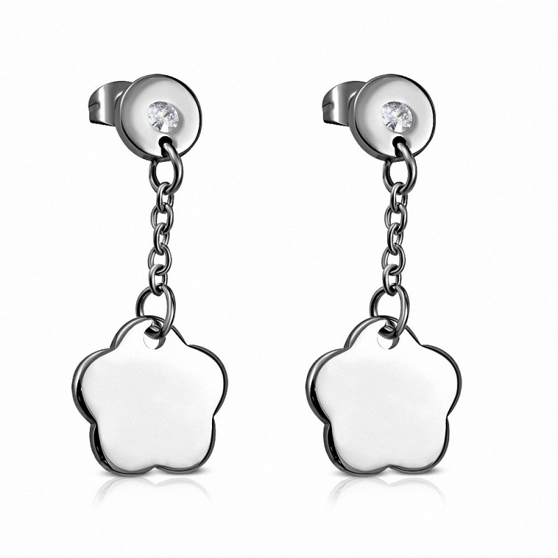 Boucles d'oreilles clous longues en forme d'étoile en acier inoxydable avec pendentif en acier inoxydable