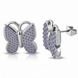 Boucles d'oreilles papillon en acier inoxydable avec papillon