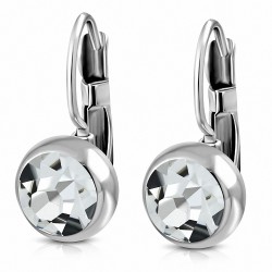 10mm | Boucles d'oreilles dormeuses à cercle rond et serti de lunette en acier inoxydable avec CZ clair