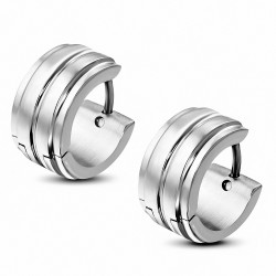 7mm | Boucles d'oreilles Huggie créoles en acier inoxydable à nervures (paire)