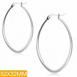 52x32mm | Boucles d'oreilles à clip ovales plates en acier inoxydable (paire)