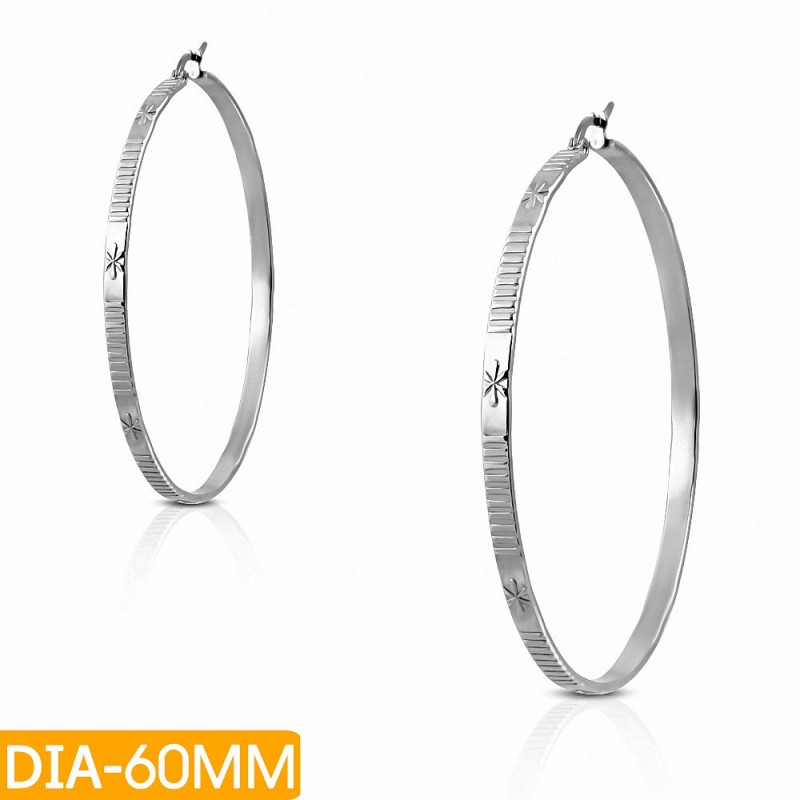 DIA-60MM | Boucles d'oreilles clip arrière avec anneau et anneau en acier inoxydable (GEO526)