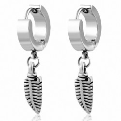 Boucles d'oreille Huggie en forme de feuille en acier inoxydable (paire)