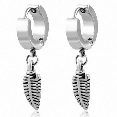 Boucles d'oreille Huggie en forme de feuille en acier inoxydable (paire)