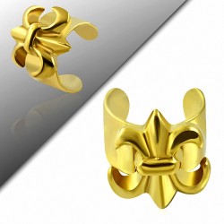 Boucle d'oreille supérieure d'oreille manchette en forme de fleur de lis en acier inoxydable doré