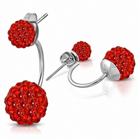 Balles Argil Disco Shamballa Argil 6mm & 10mm avec Siam Rouge CZ | Boucles d'oreilles double face en acier inoxydable