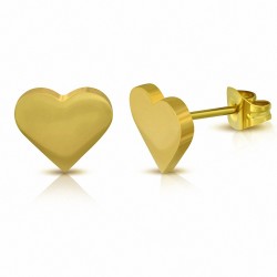 Boucles d'oreilles clous en forme de coeur d'amour en acier inoxydable doré(paire)
