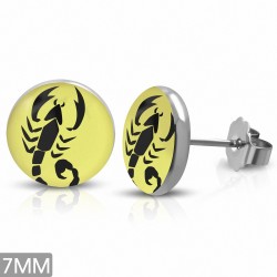 7mm | Boucles d'oreilles à 3 tons en acier inoxydable scorpion signe du zodiaque (paire)
