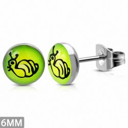 6mm | Clous d'oreilles en acier inoxydable à 3 tons avec cercle d'escargot (paire)