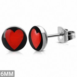 6mm | Boucles d'oreilles à trois tons en forme de coeur d'amour en acier inoxydable (paire)