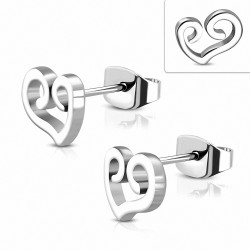 Boucles d'oreilles en forme de coeur d'amour en acier inoxydable à spirale en acier inoxydable (paire)
