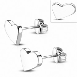 Boucles d'oreille clous en forme de coeur d'amour acier inoxydable (paire)