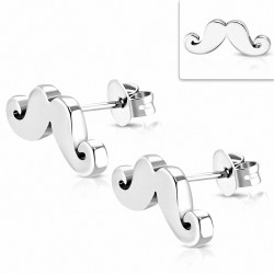 Boucles d'oreilles clous en acier inoxydable moustache / barbe (paire)