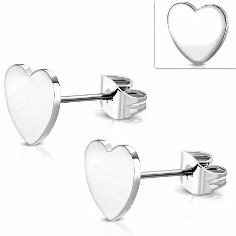 Boucles d'oreilles clous en forme de coeur d'amour en acier inoxydable (paire)