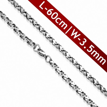 60cm 3.5mm | Chaîne à maillons fantaisie en acier inoxydable avec fermoir à pince de homard